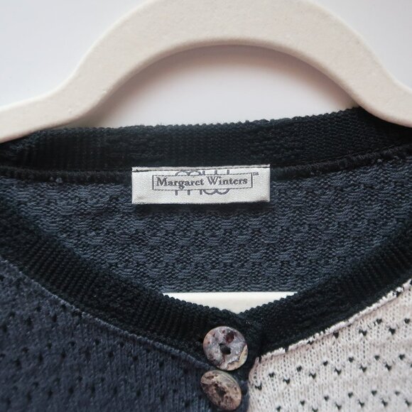 Margaret Winters Knit Patchwork Scoop Neck Cardigan Sweater Artsy Oversized XS - Picture 5 of 11